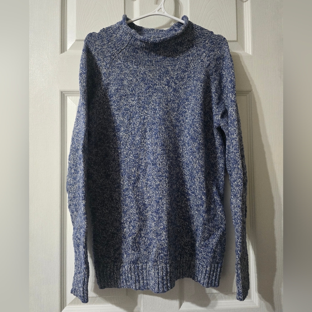 L.L Bean Cotton Roll Neck Sweater, Thick Heavy Knit, Size Medium, EUC!